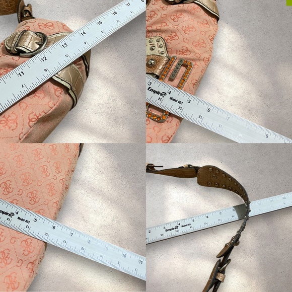 RARE Vintage Y2K Guess Orange Monogram Studded Hobo Shoulder Bag - Picture 10 of 10